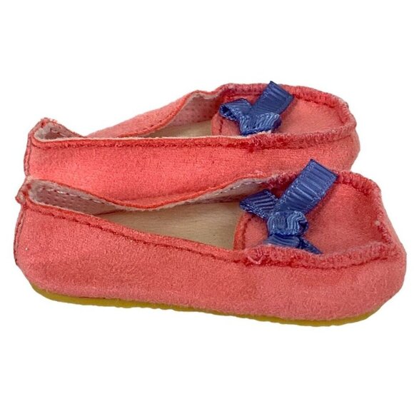 American Girl Smore Fun Orange Doll Slippers With Blue Bow For 18-Inch Dolls - Picture 4 of 7